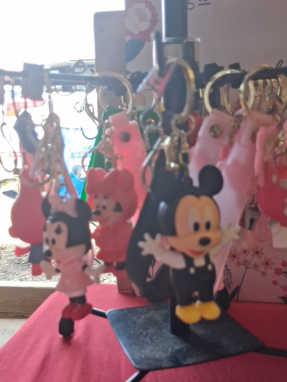 Disney Black and Yellow Mickey PVC Keychain with Pink Accents